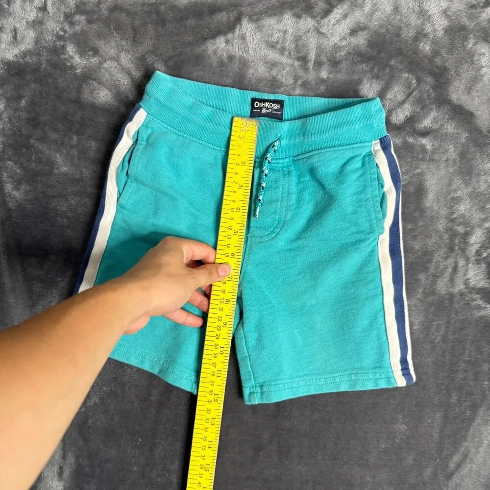Unisex Kids Oshkos Shorts Aqua‎ Blue Drawings Size 5 Drawstring Outdoors Active